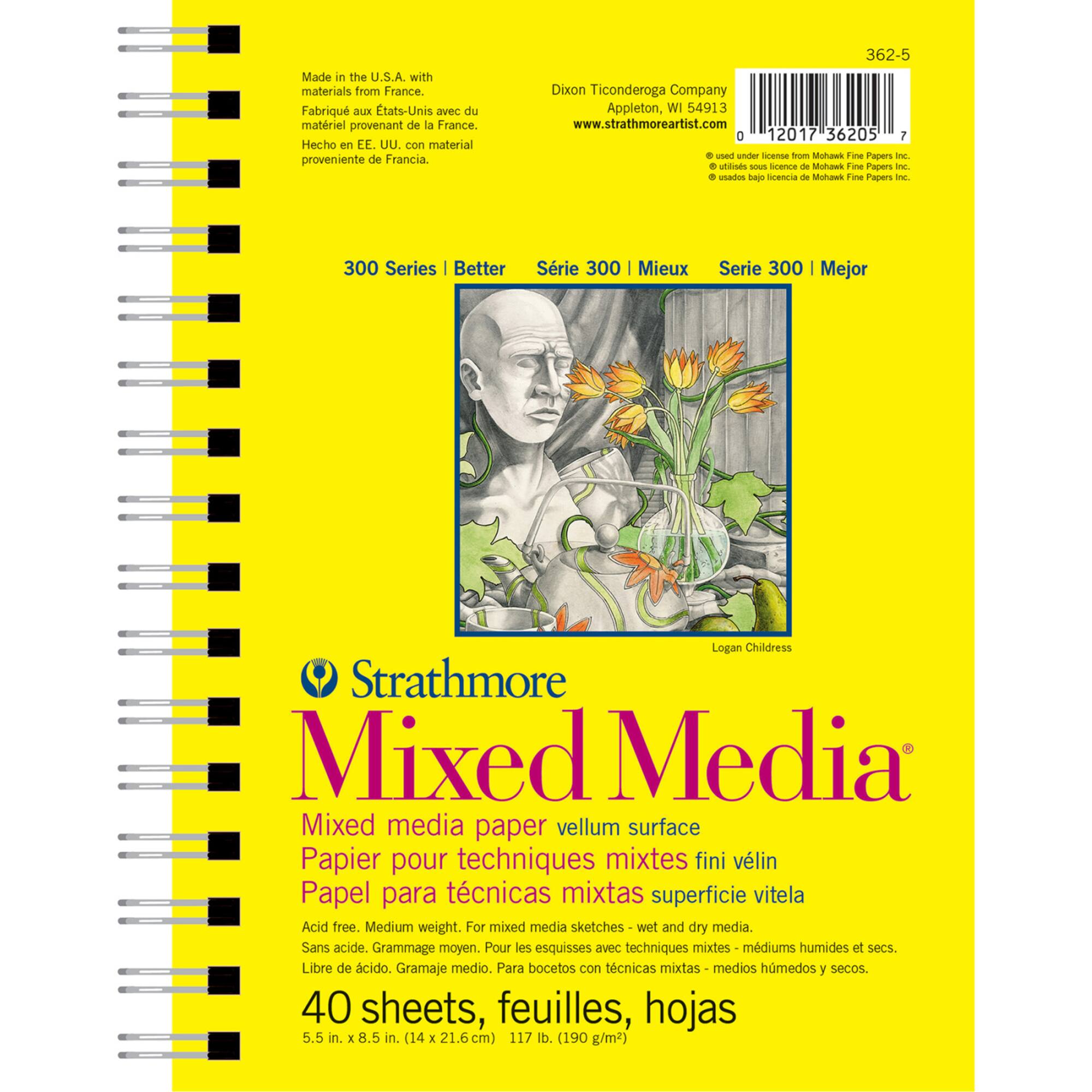 Strathmore Mixed Media Paper Pad, 300 Series, 40 Sheets, 5.5" x 8.5"